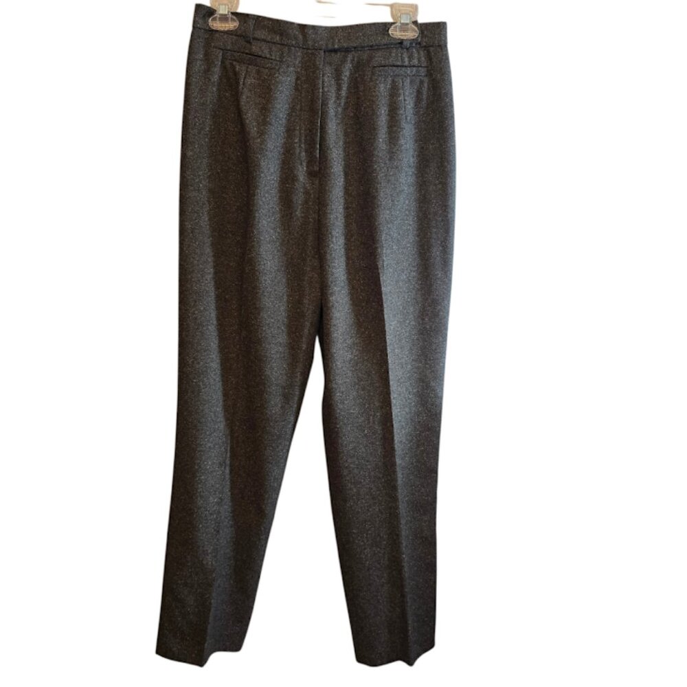 AUSTIN REED WOOL SILK BLEND PANTS SIZE 10 GREY BLACK SPECKLED FABRIC HIGH RISE